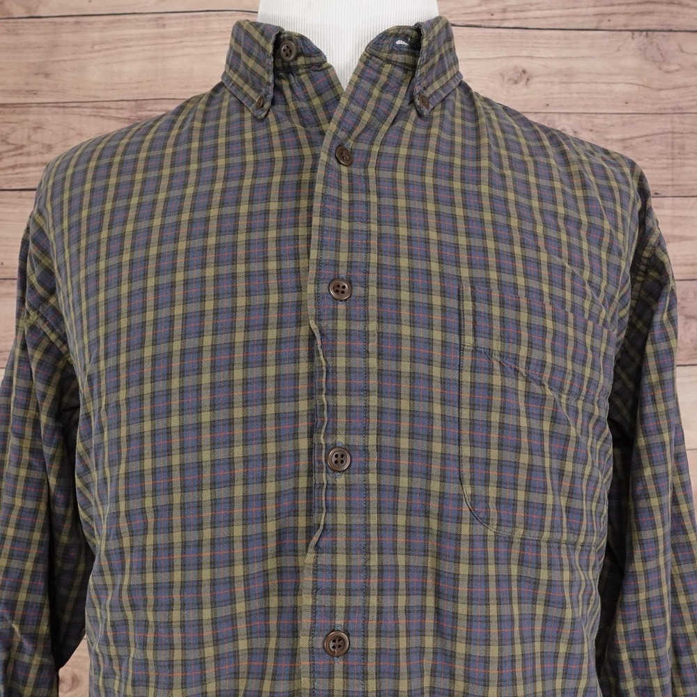 Abercrombie & Fitch Shirt Mens Medium Green‎ Blue Plaid Button Down Long Sleeve